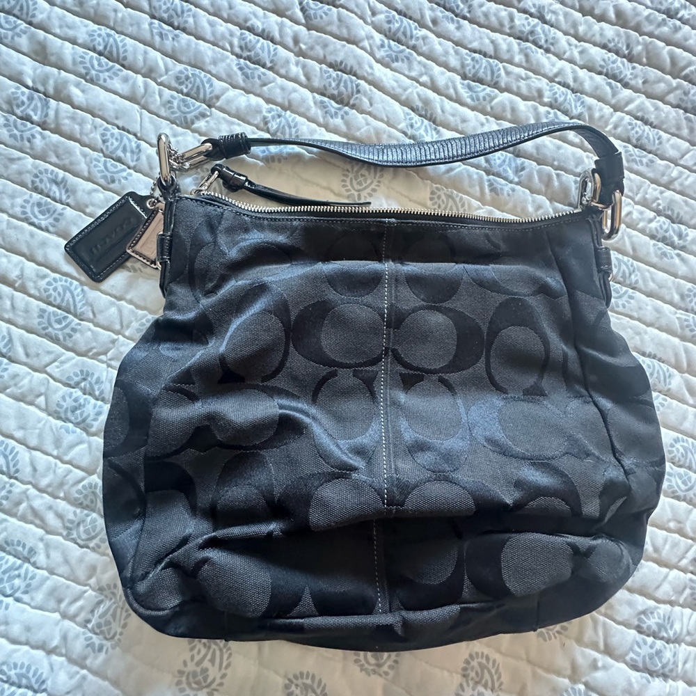 Coach Black Canvas Bag With ‘C’ Pattern On Fabric - image 3